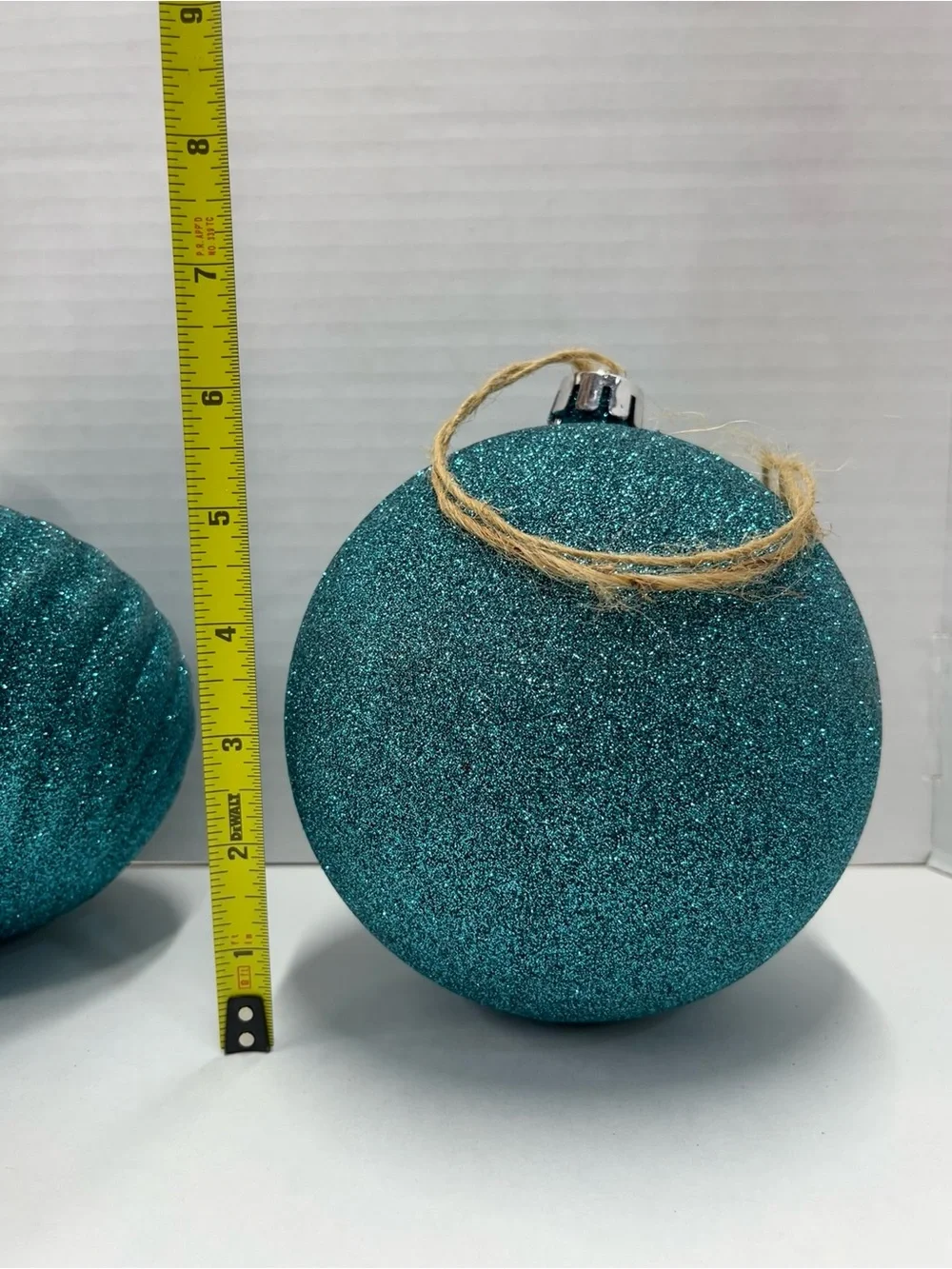Glitter Christmas ornaments 6” teal